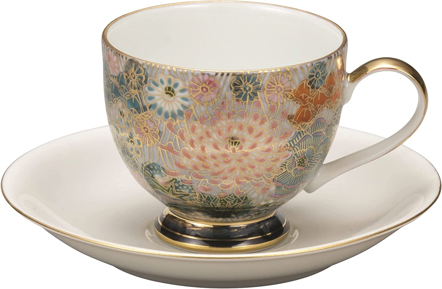 九谷焼　カップ&ソーサー　金花詰　K7-979