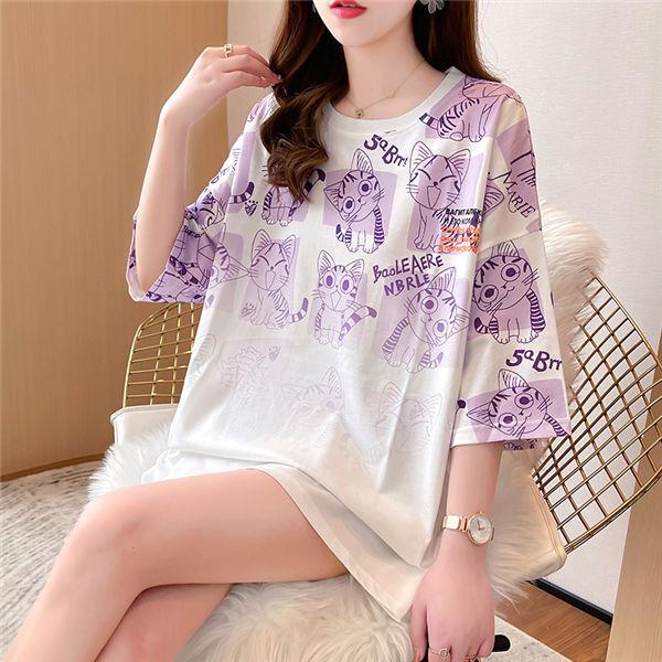 半袖tシャツ レディース ビッグtシャツ 白tシャツ ロゴプリント 猫 可愛い ゆったり カットソー 半そでTシャツ ゆるカットソー 夏服 肌着 リゾート バレンタイン 2023 プレゼント 5,028円