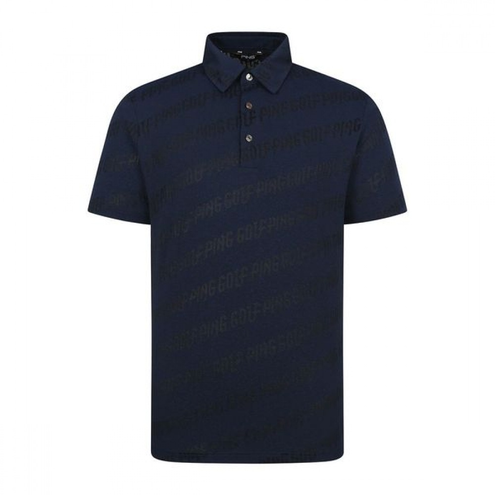 [ping] メンズロゴジャカードカラー半袖Tシャツ