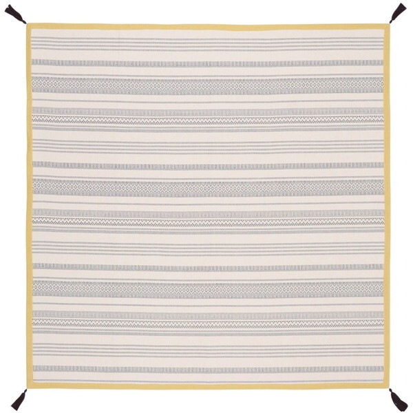 270080516 洗えるインド綿ラグ テラ すべり止め付き 185x185 ブラック メーカー直送