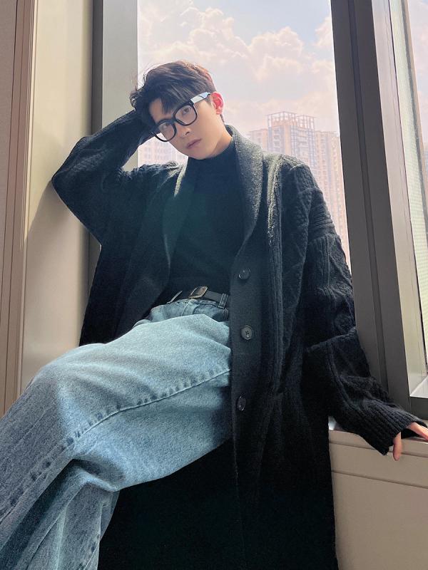 メンズ ファッション 男性用 オシャレ シンプル 大人 かっこいい 大きいサイズ ストリート 紳士服 秋冬 ハイエンド ニット カーディガン レトロ ツイスト スタイル ミドル丈 セーター ジャケット