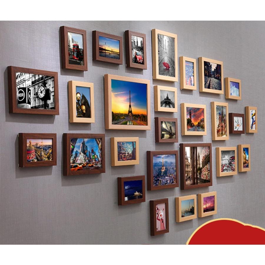 フォトフレーム 壁掛け 木製 写真フレーム フォトフレームセット 27枚セット フレーム壁掛けコンビネーション 寝室 装飾 写真ウォールデコレーション 居間 ウォ