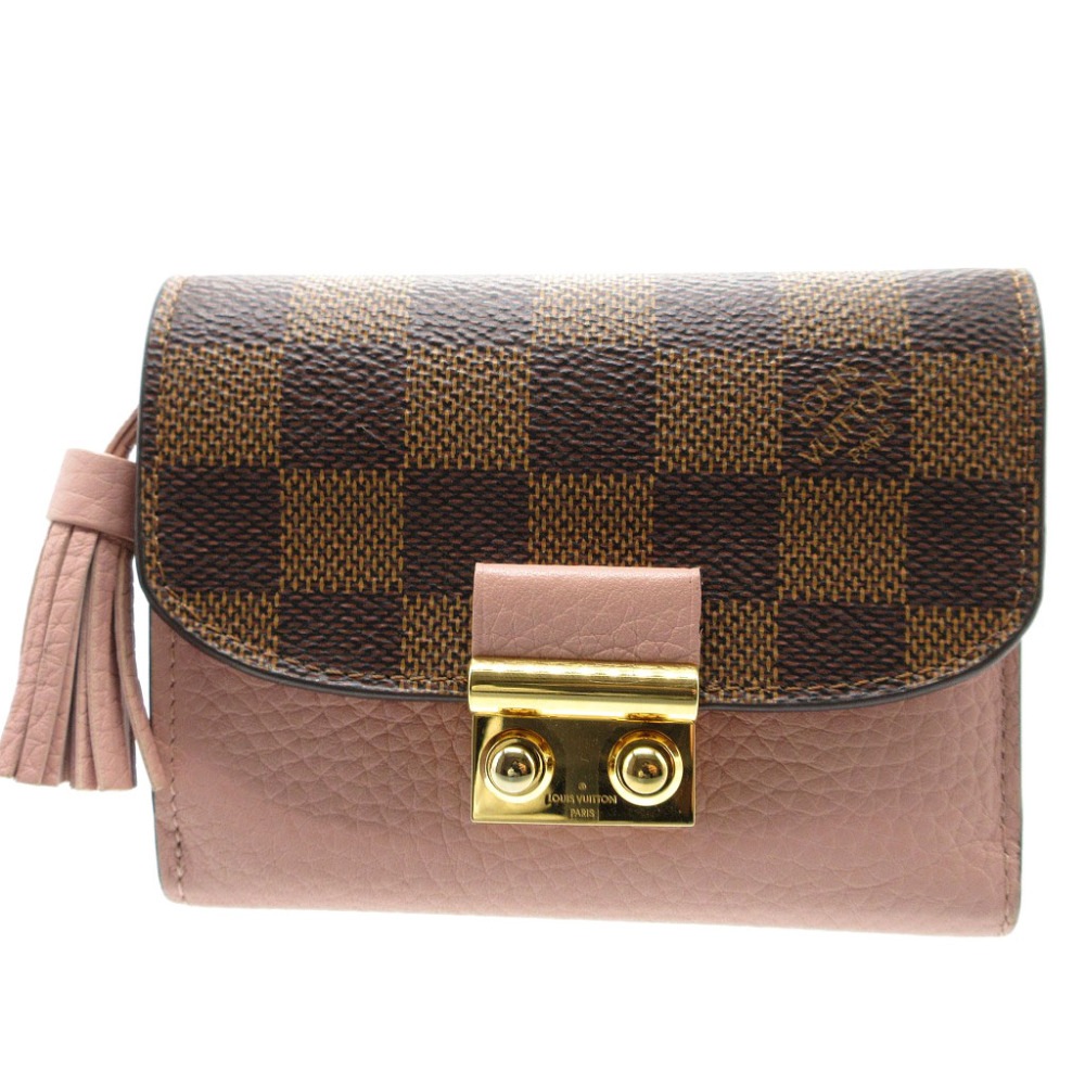 美品 コンパクトウォレット ポルトフォイユ クロワゼット ダミエ N60208 三つ折り財布 ダミエキャンバス/レザー/ダミエ マグノリア LV 0118【中古】 レディース 46,860円