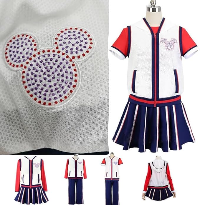 即納 ジャンボリミッキー コスプレ 刺繍ロゴ 女性ダンサー コスプレ 衣装 3点セット TDL 半袖 長袖 スカート ズボン対応可能