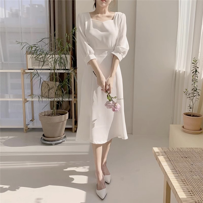 ワンピース 膝丈 ひざ丈 袖あり 長袖 リボン ベルト ウエストマーク ウエストリボン バックリボン 大人可愛い きれいめ シンプル 大人 上品 おしゃれ お洒落 大人女子 ラブリー キュート