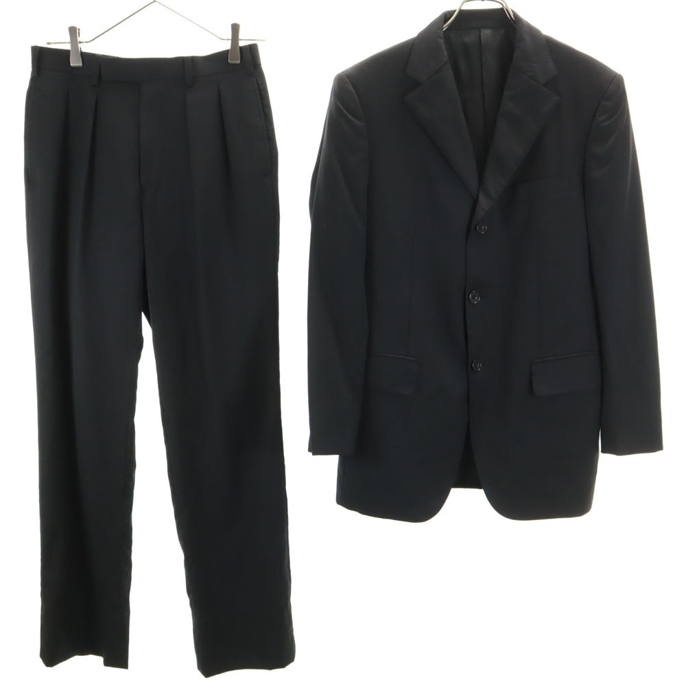 バーバリーブラックレーベル 三陽商会 日本製 ウール スーツ 上下セットアップ 36R ブラック BURBERRY BLACK LABEL メンズ