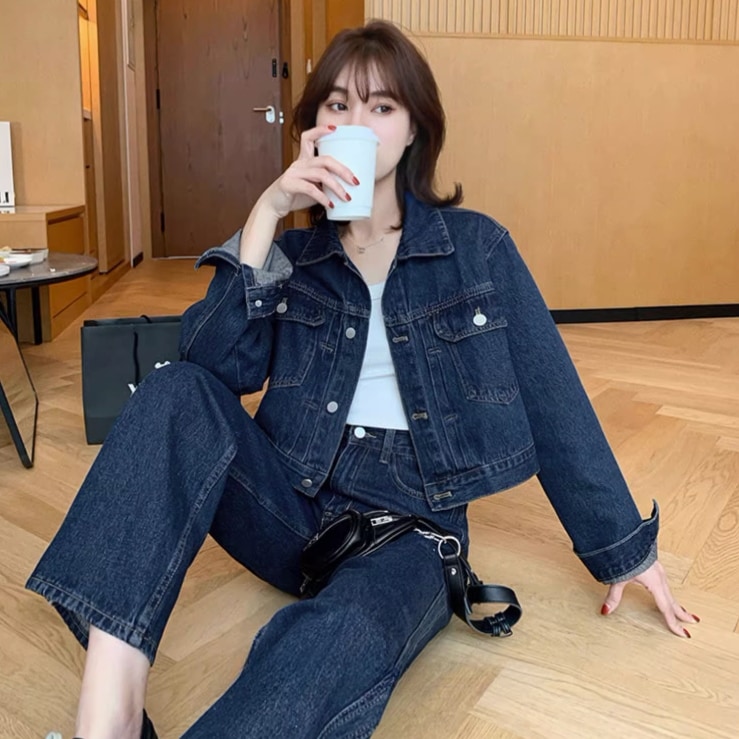 アウター ジャケット 袖あり 長袖 襟付き ポケット 前開き 綿 ポリエステル デニム ブルーデニム かわいい 大人可愛い シンプル カジュアル 大人 おしゃれ お洒落 かっこいい レトロ アジアン