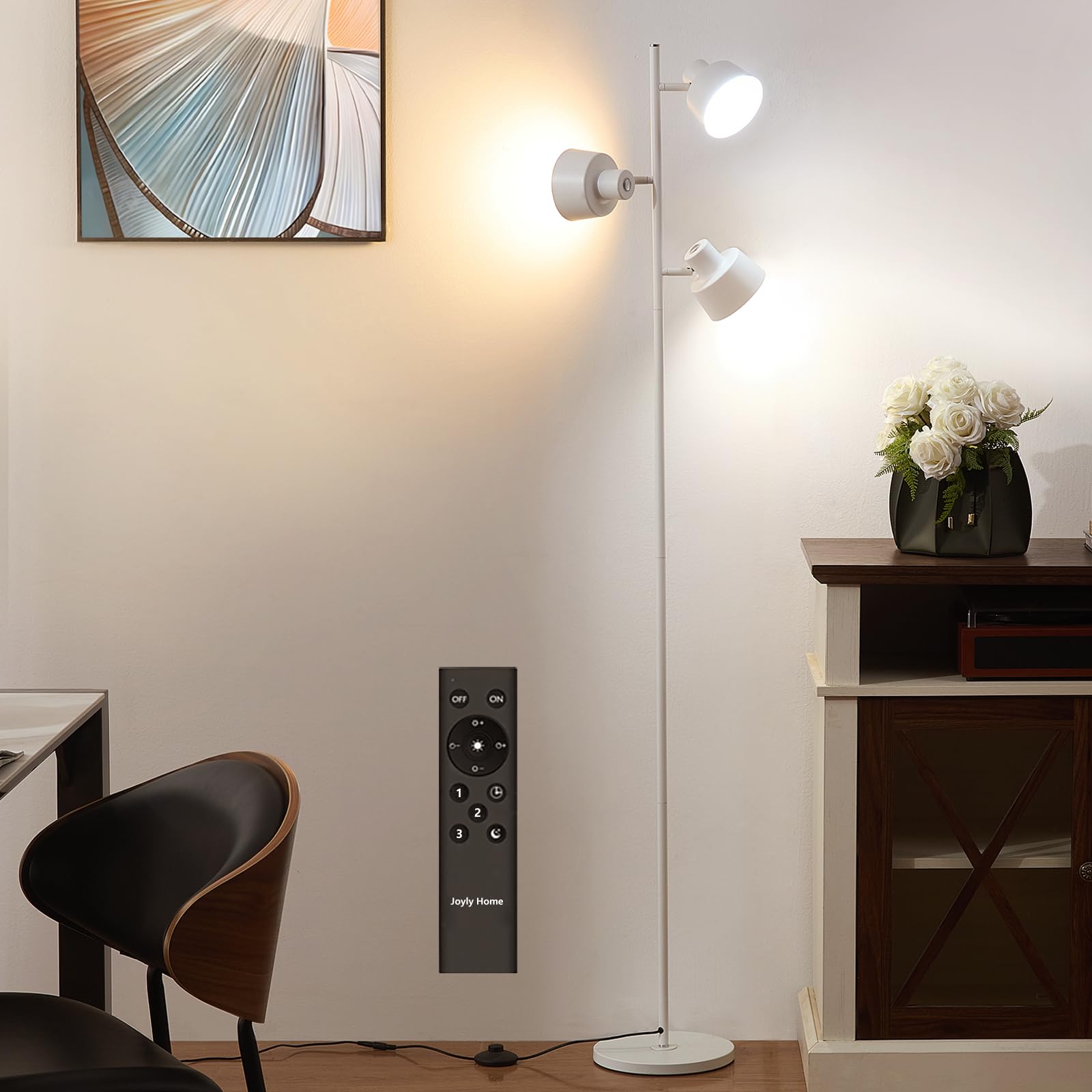 Joyly Home LEDフロアスタンドライト 高輝度・省エネ 調光・調色・タイマー機能付き リモコン & タッチコントロール 目に優しい・眩しくない 三つの独立光源制御可能 金属