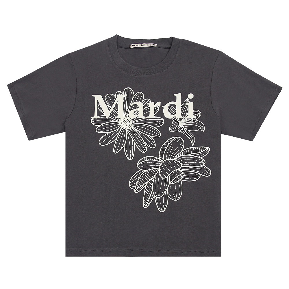 Tシャツ SLIM TSHIRT TRIPLE FLOWER CHARCOAL IVORY 半袖 レディース 韓国 ファッション アパレル