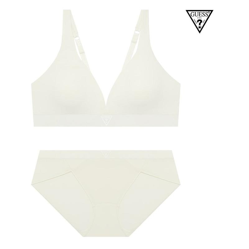 （ノーワイヤーブラ+パンツセット）三角ロゴポイントディープV GCWBR742CRMGCWPT742CRM