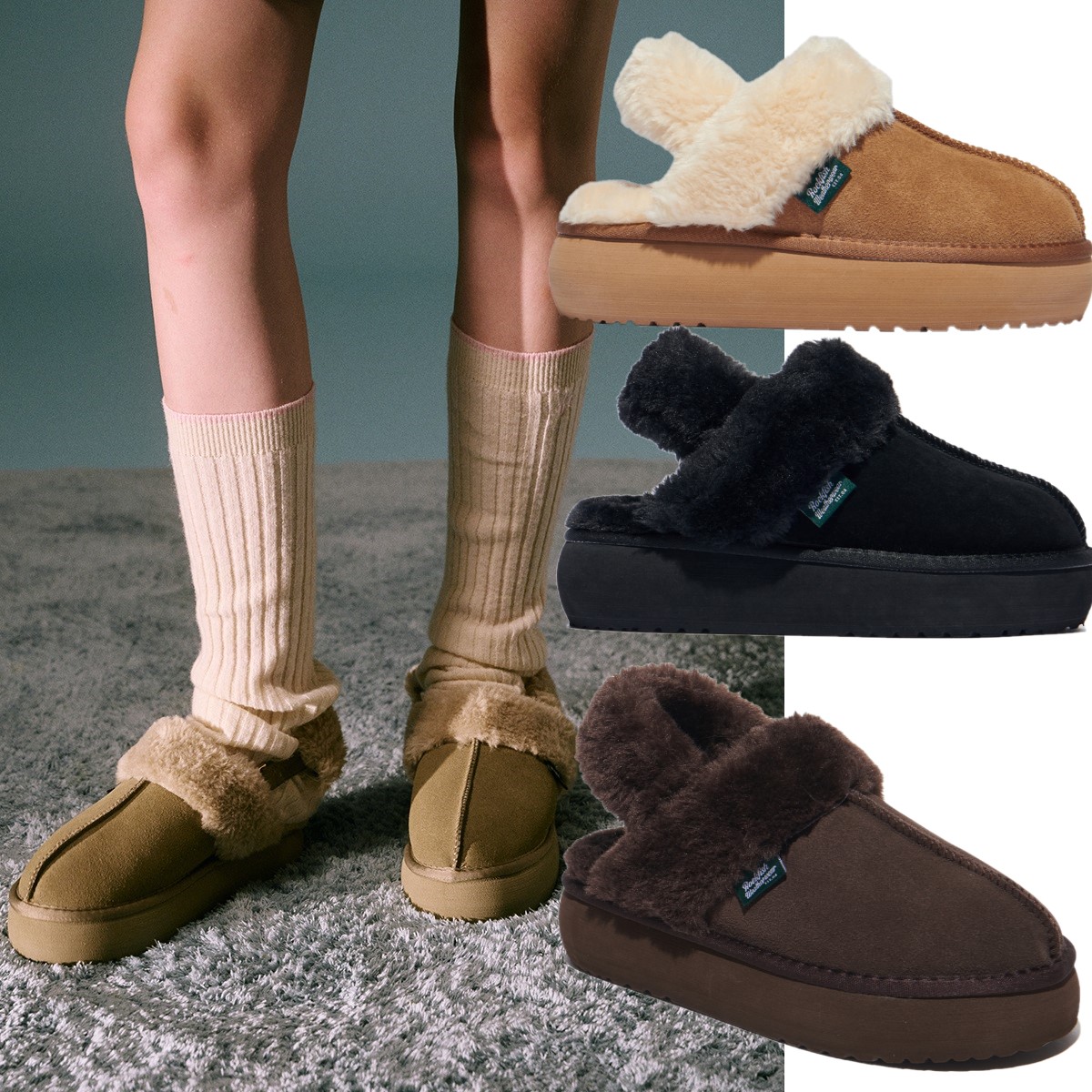 23F/W CLOUDY FLATFORM FUR SLINGBACK - 5color 韓国人気ブーツ