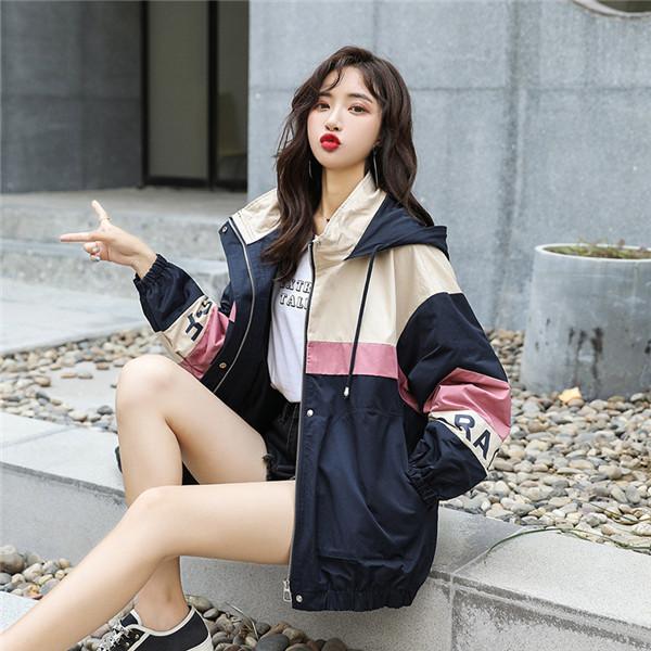 ジャケット レディース ショート丈 コート 配色 マウンテンパーカー ジャンパー ブルゾン アウター 秋 カジュアル スプリングコート きれいめ