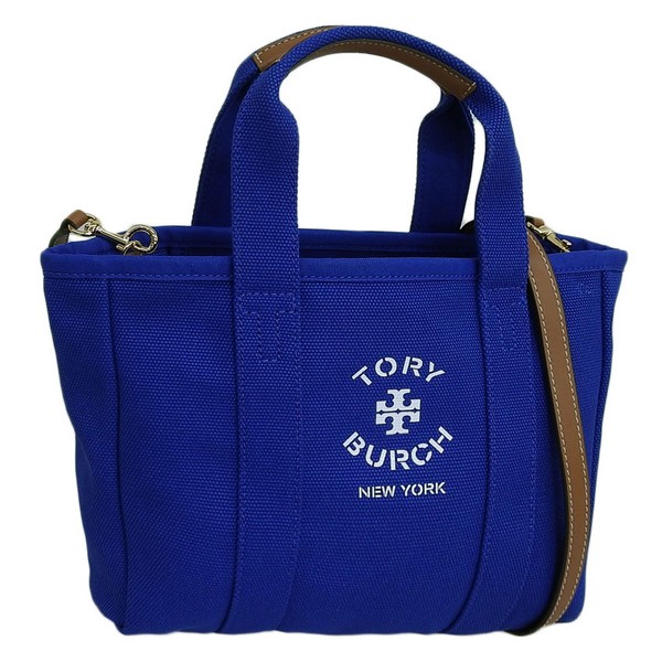 トリーバーチ バッグ レディース 2WAY トートバッグ ショルダーバッグ アウトレット キャンバス スモールトート ブルー CANVAS SMALL TOTE 156529-493 TORY BUR