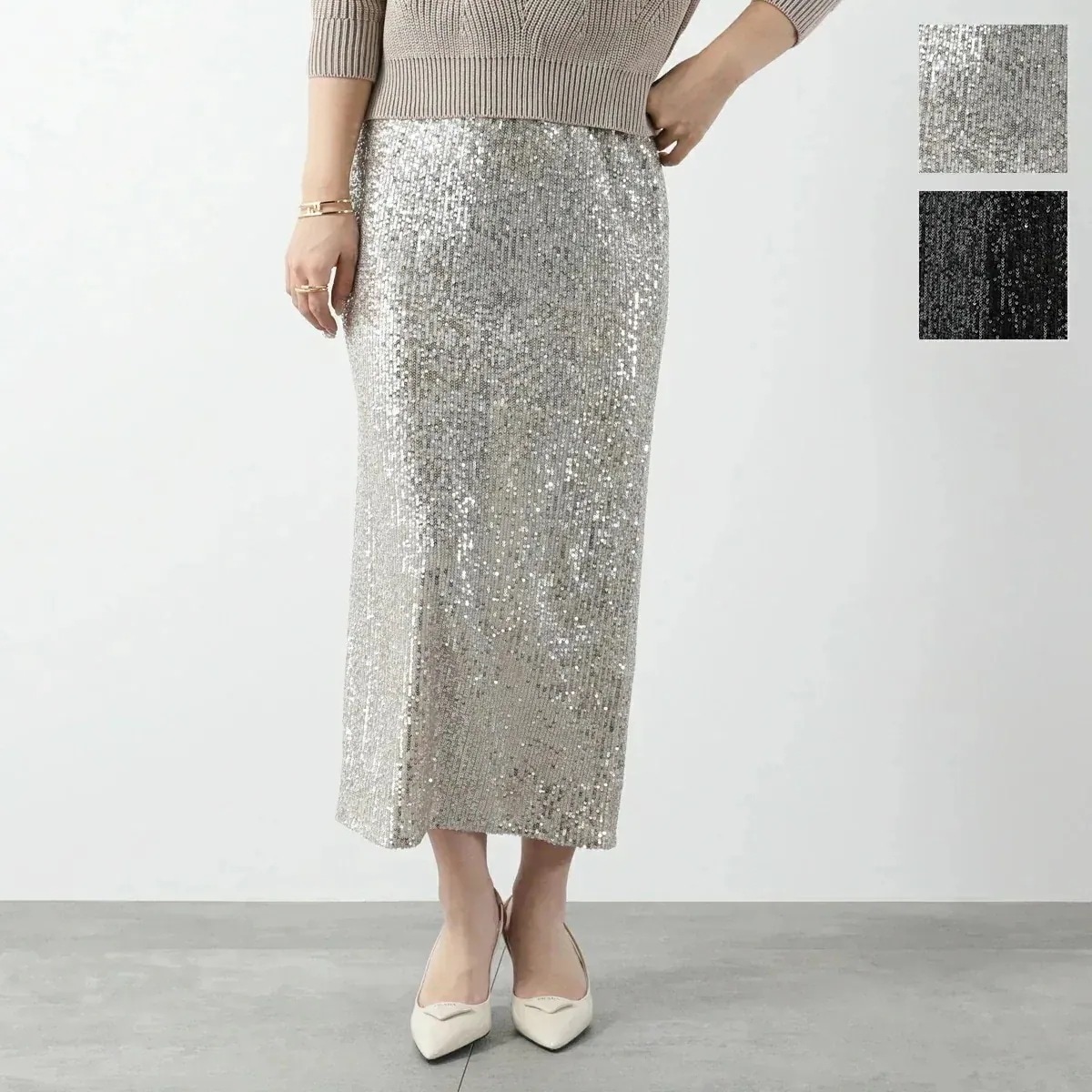 WEEKEND MAX MARA ウィークエンド マックスマーラ スカート OTTELIA オッテーリア レディース スパンコール ロング丈 カラー2色