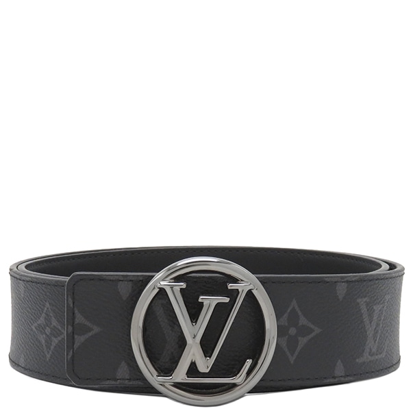 ルイヴィトン LOUIS VUITTON ベルト サンチュール LVサークル 85/34 モノグラムエクリプスキャンバス ブラック ガンメタル金具 グレー 黒 M0168 AC0218 【箱】【中古】