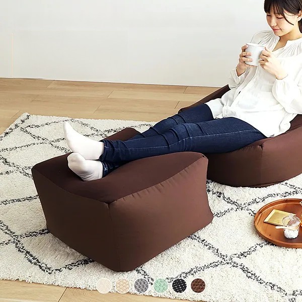 立ち上がりラクな背もたれ付きビーズクッション リッツ オットマン単品 ソファ 日本製 背もたれ クッション 1人掛け オットマン 特大 10010