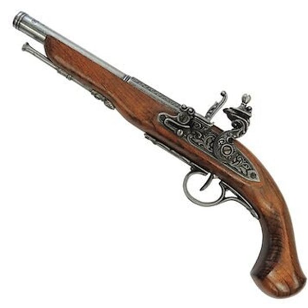 DENIX デニックス 1129/G フリントロック グレー 38.5cm 左手用 レプリカ 銃 コスプレ フリントロックピストル 左用 左利き 左 ミリタリー アーミー ピストル 拳銃