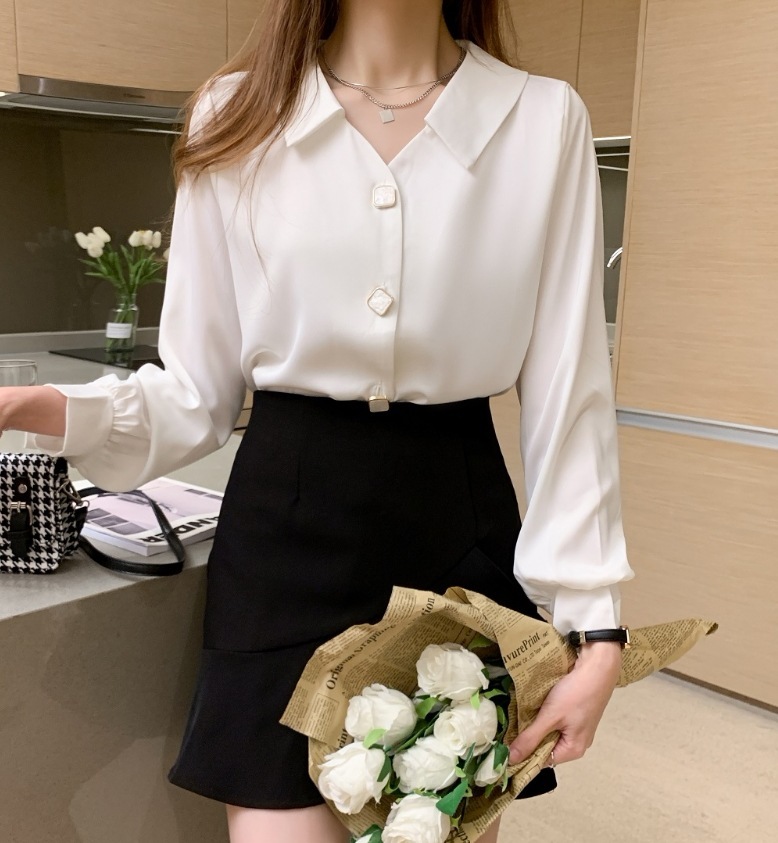 トップス デート モテアイテム シャツ ブラウス 長袖 Vネック シフォン 可愛い きれいめ 上品 おしゃれ かっこいい 可愛い ラブリー キュート ガーリー クール モード系 セクシー