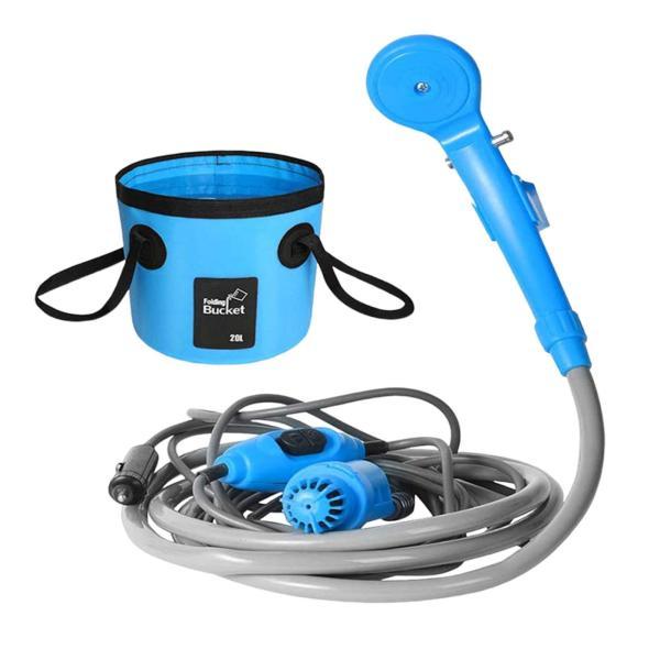 ポータブルシャワーポンプ バケツ付き USB ガーデニング 植物 水やり 旅行用 ブルー 7,524円