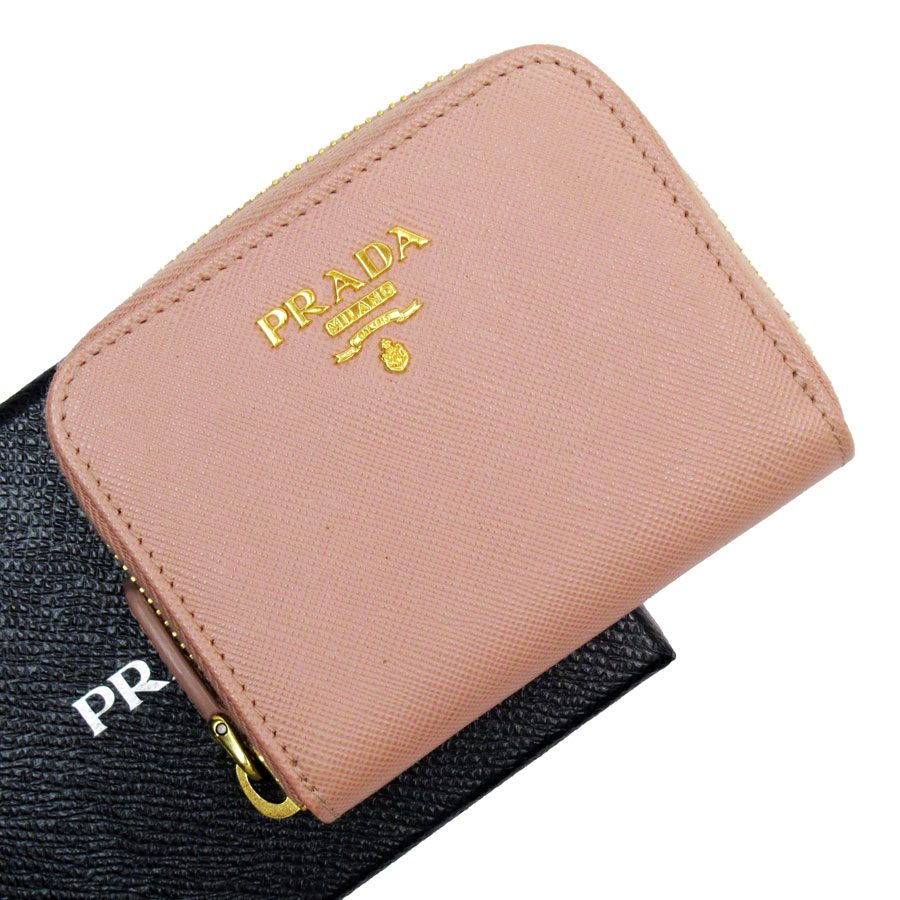 プラダ PRADA コインケース レザー ライトピンク ゴールド レディース w0726j
