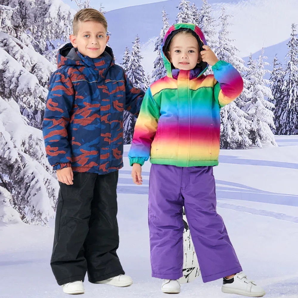 【急速出荷!】20色 スノーボードウェア スキーウェア 子供用 スノボウェア 上下セット セットアップ ビブパンツ キッズ スノーボード ウェア ジャケット アウター