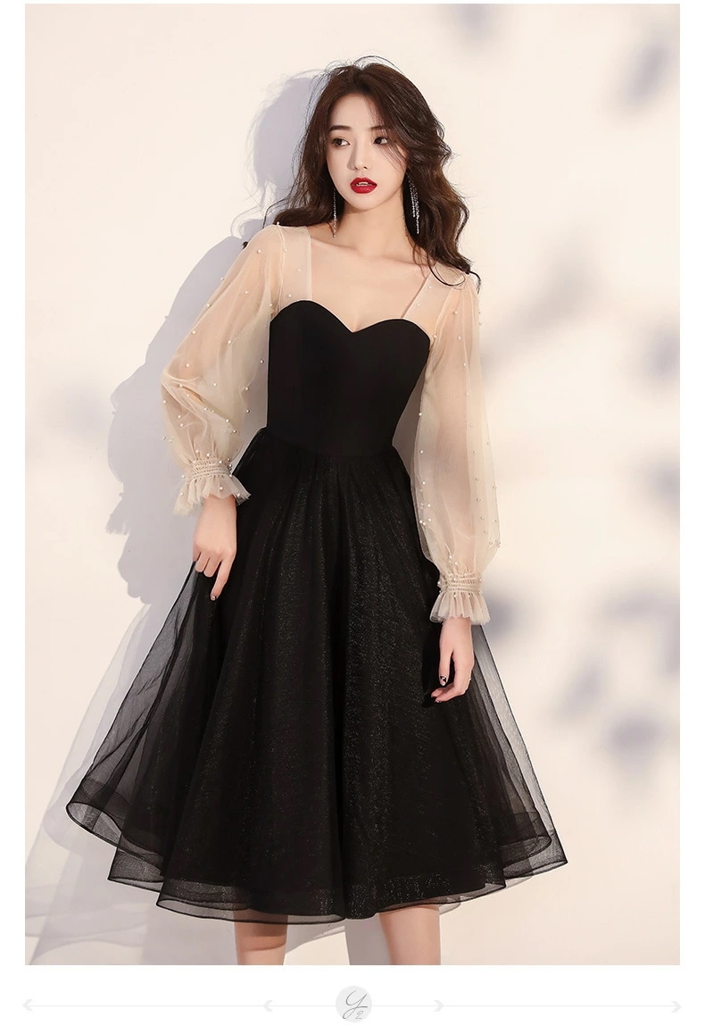 ドレス 大人お呼ばれ 披露宴 誕生日 姫系 袖付き長袖 透け感 ミモレ丈ドレス ファスナー フォーマル エレガント レディースママ パーティードレス コンクール イブニングドレス 結婚式 演奏会ドレス