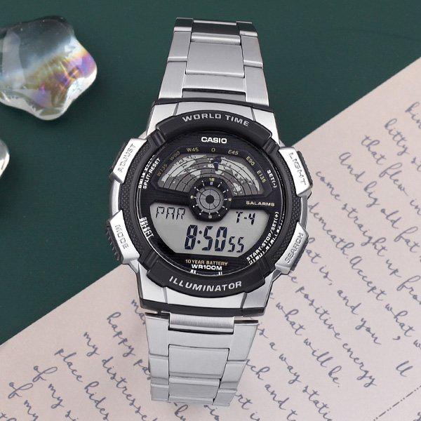 AE-1100WD-1A ミリタリー 軍人 電子防水 スポーツ メンズ メタル 腕時計 d