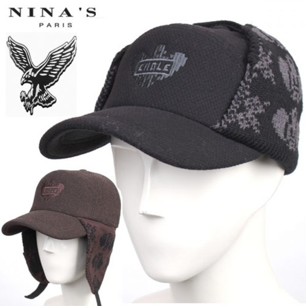 (Ninaspari) イーグルジャカードニットイヤーマフコールドブリムハット (8SH279)