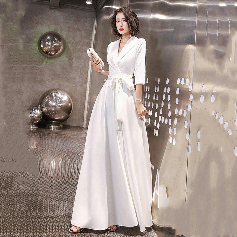 パーティードレス フォーマルドレス 袖あり ワンピース ロングワンピース 体型カバー フォーマルワンピース 膝丈 結婚式フォーマル
