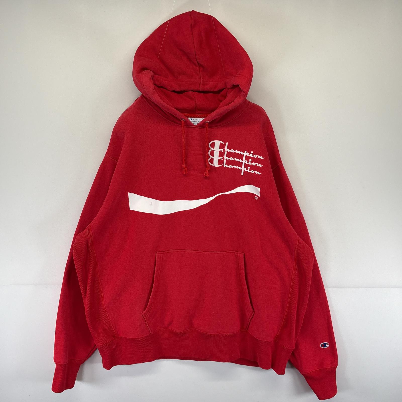 古着 パーカー リバースウィーブ スウェット プルオーバー コカコーラコラボ バックプリント XXL レッド メンズ 5,808円