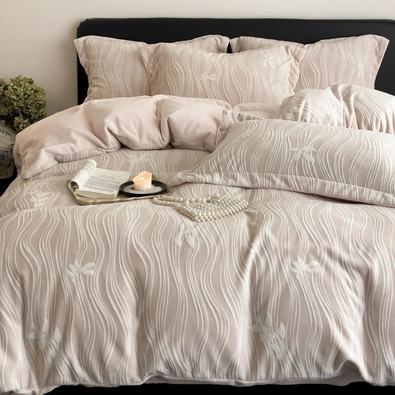 ベッド用 四件セット フランネル 厚手 秋冬 二重面 ふんわり ひざ掛け 寝具用品