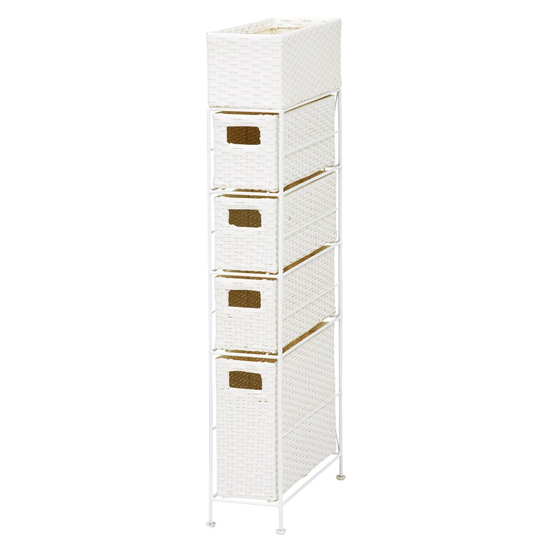 HAGIHARA(萩原) RAN-2407WH ランドリーチェスト(ホワイト・幅15.5×奥行40.5×高さ95.5cm) RAN2407WH