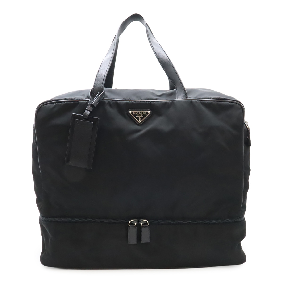 トライアングル ロゴ ボストンバッグ トラベルバッグ 旅行カバン ナイロン レザー NERO ブラック 黒 ショルダー欠品 VS000