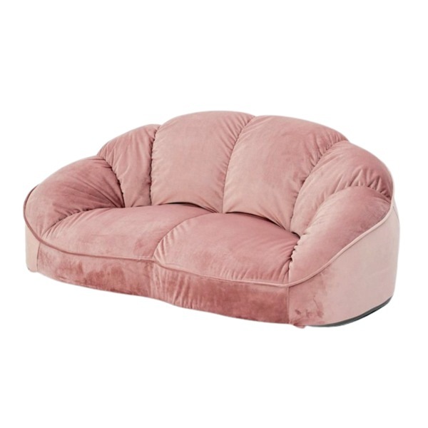 フロアソファー 約幅115cm 1.5人掛け ベロア ピンク シェル型 ローソファー リビング ダイニング 子供部屋 プレゼント