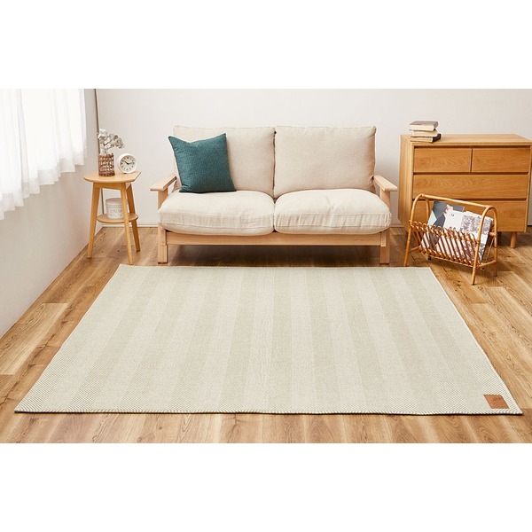 ラグマット 絨毯 約130x190cm グリーン 洗える ヘリンボンラグ 滑り止め付 ホットカーペット 床暖房可 オールシーズン リビング