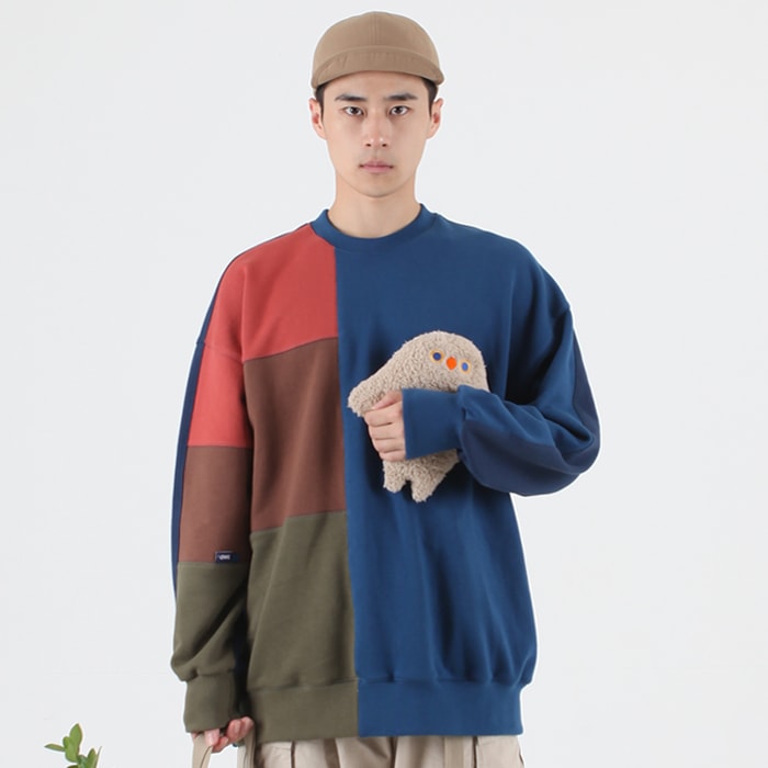 [POWL] COLOR BLOCK SWEAT SHIRT_BLUE 韓国正規品