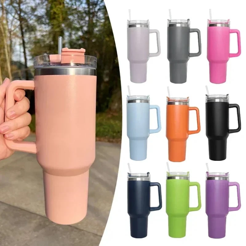 ハンドル付き断熱ステンレス鋼コーヒータンブラーサーマルマグ蓋ストロー旅行用テルモスカップ40オンス - AliExpress 15