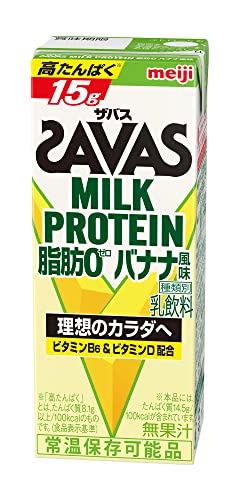 SAVAS(ザバス) MILK PROTEIN 脂肪0 バナナ風味 200ml×24本 明治 ミルクプロテイン