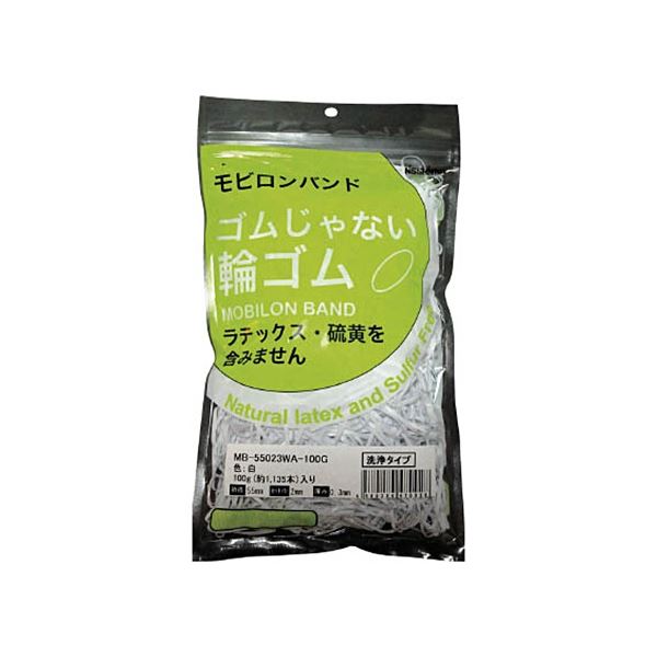 （まとめ）日清紡 モビロンバンド 55x2x0.3mm 白/洗浄タイプ100g（1135本）[x5]