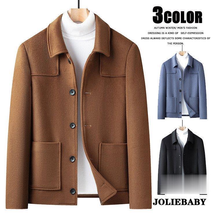 ステンカラーコート メンズ ショート丈 コート ウール 暖か ビジネス カジュアル ジャケット 秋冬 冬物 アウター