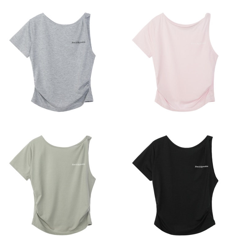【REST & RECREATION】 UNBALANCED SLEEVE TOP : 4COLORS
