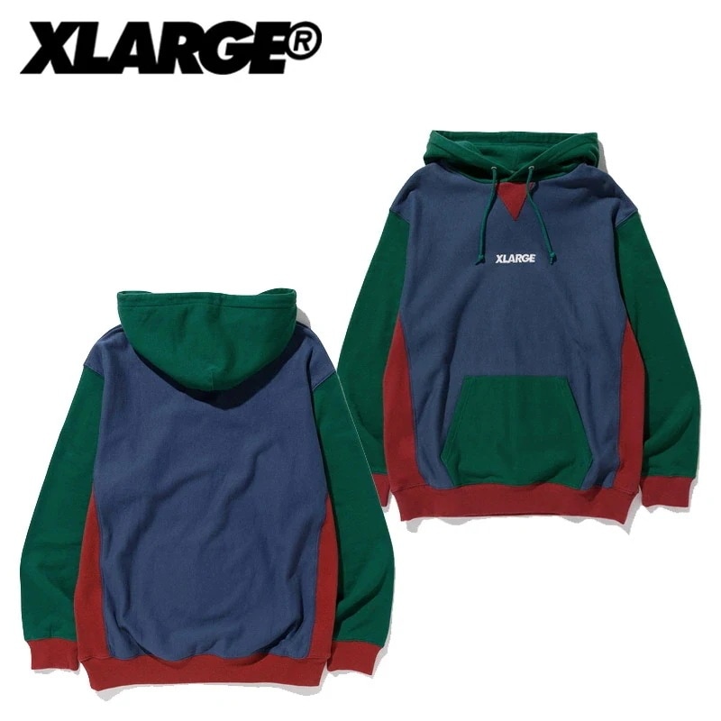 エクストララージ PANELED PULLOVER HOODED SWEAT プルオーバーパーカー スウェット メンズ