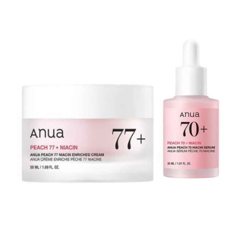 桃70％ナイアシンセラム, 30ml.1個+桃77％ナイアシンリッチモイスチャークリーム 50ml.1個