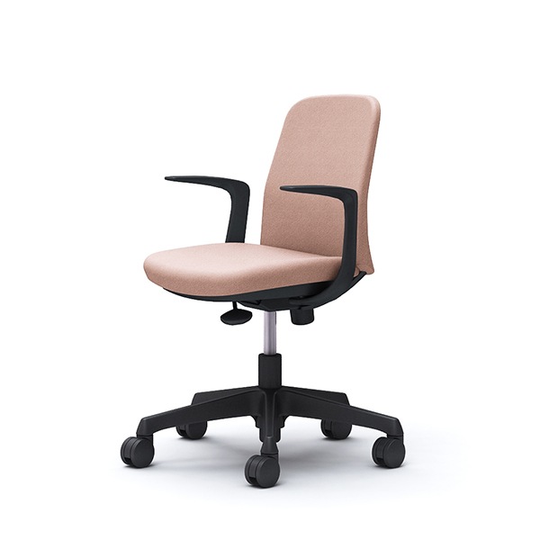 【納期約45日】オカムラ CD23AR FXW8 ペールピンク Lives Entry Chair [オフィスチェア デザインアーム 5本脚(コンパクトタイプ) ブラックボディ]