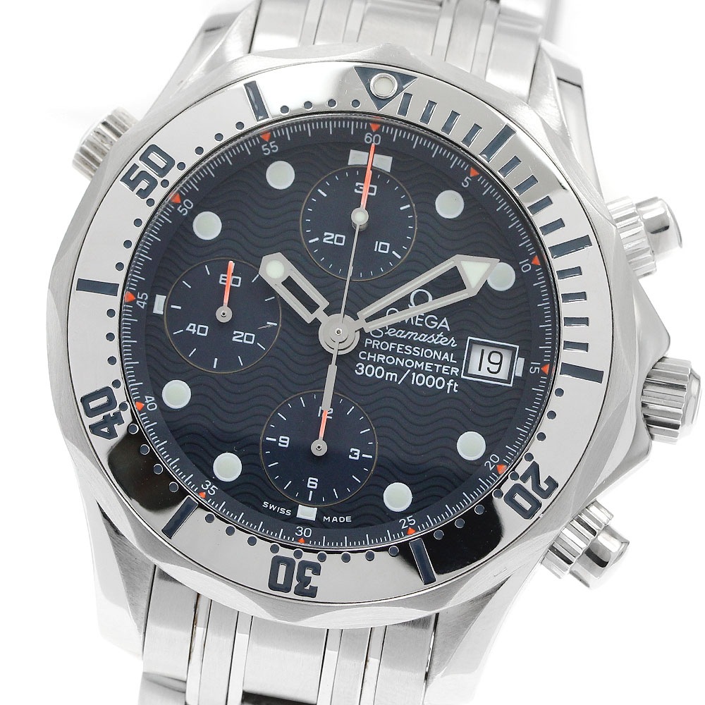 オメガ OMEGA 2598.80 シーマスター300 デイト クロノグラフ 自動巻き メンズ 良品 保証書付き_949658【中古】