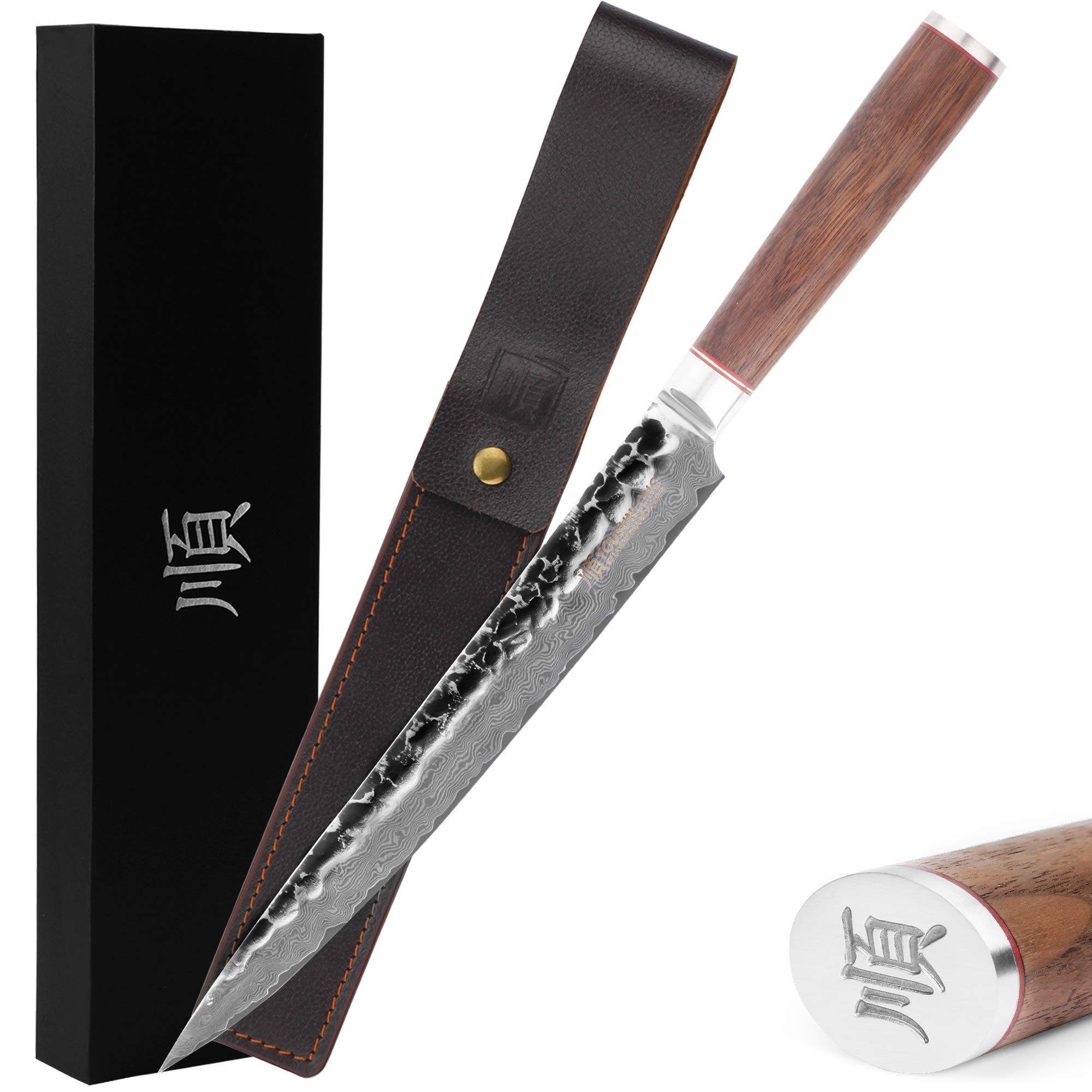 YOUSUNLONG 刺身ナイフ 254mm 左手 柳刃包丁 柳葉包丁 - 67層 槌目ダマスカス こう 鋼