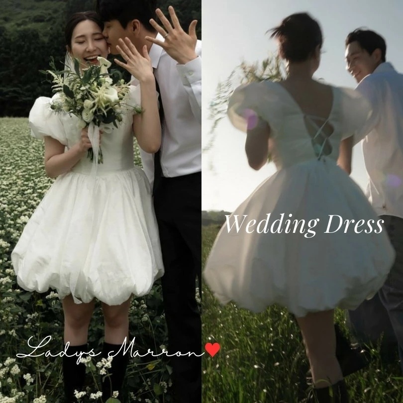 注目商品ウェディングドレス ミニ ミニ丈 韓国 ショート丈 ウエディングドレス 白 前撮りドレス 結婚式 二次会ドレス 花嫁 白いドレス ミニスカ バックコンシャス フォトウェディング バルーンスカー