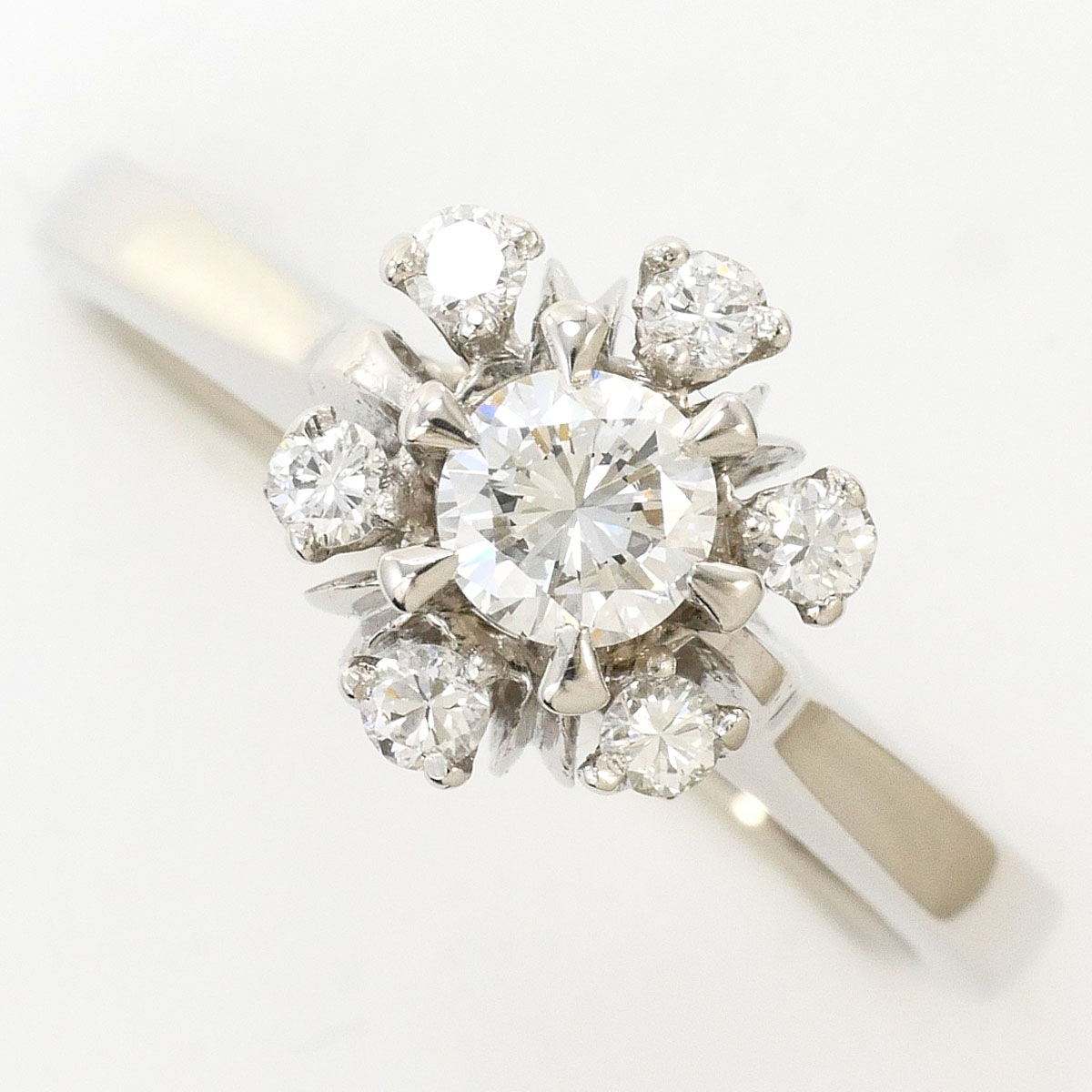 PT900 プラチナ リング・指輪 14号 ダイヤモンド 0.49ct VS1 鑑定書 総重量約6.2g ジュエリー 中古