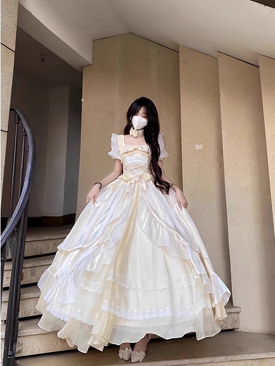 ビッグスカート ロリータ 高貴でエレガントなカラーパーティー スーパーフェアリープリンセススカート