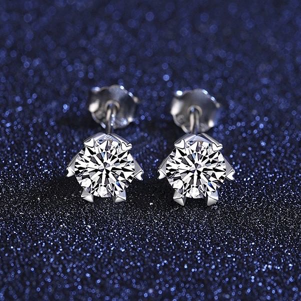 【即納】ピアス 両耳用 0.5Carat Pair モアサナイト シルバー925 ホワイト シルバー スタッド ラウンド 中粒 一粒 6本爪 上品 大人 おしゃれ 可愛い かわいい mse021